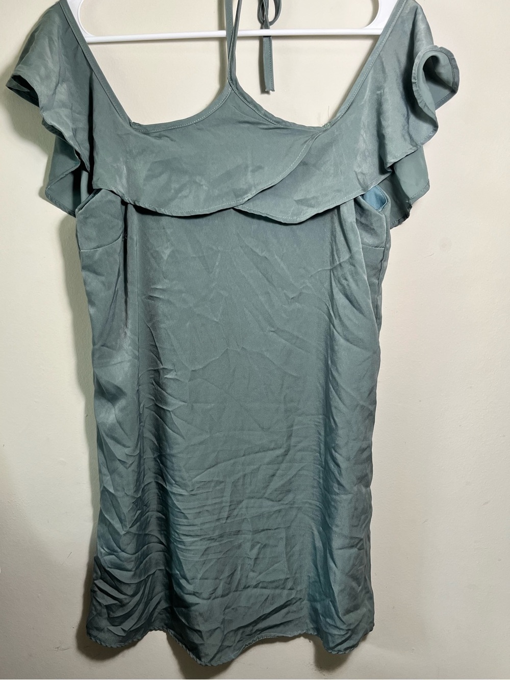 Charlotte Russe One-Shoulder Ruffle Dress in Sage